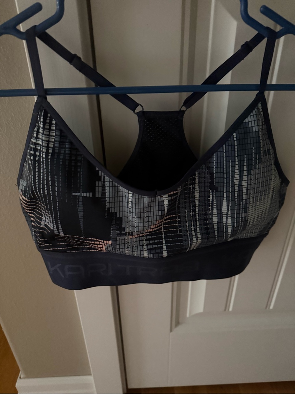 Kari Traa Black Geo-Print Strappy Sports Bra
